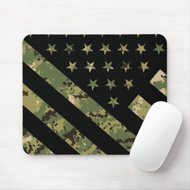 Mousepad Camuflagem Digital Militar Bandeira dos EUA (Com mouse)