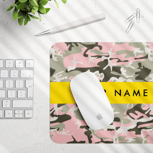Mousepad Camuflagem Rosa e Verde Personalize seu nome