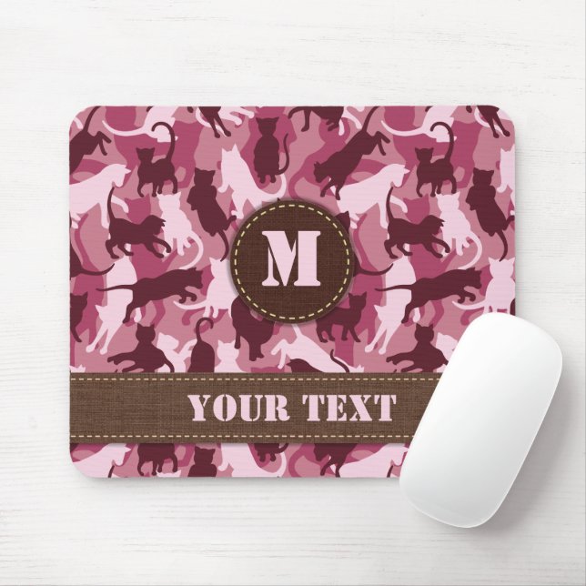 Mousepad Camuflagem Rosa Gatos (Com mouse)