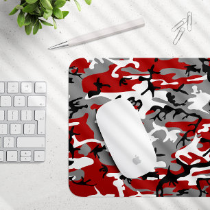 Mousepad Camuflagem Vermelha e Cinza, Militar, Exército