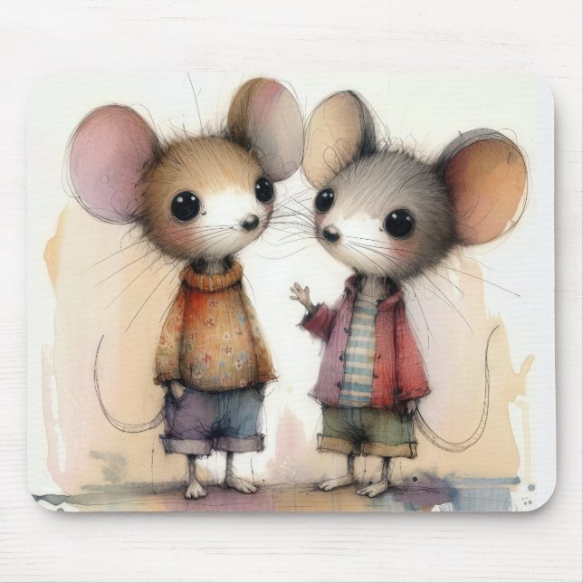 Mousepad Camundongos Aquarela (Frente)
