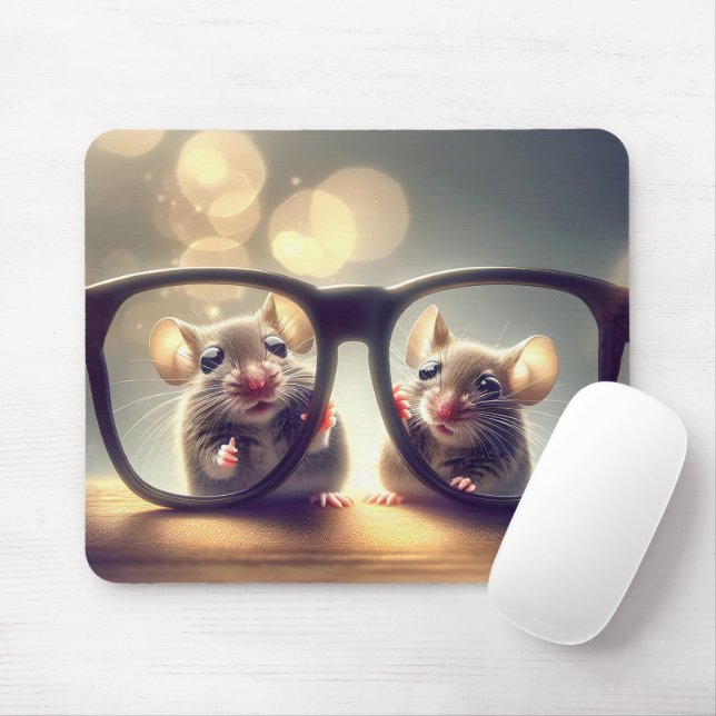 Mousepad Camundongos com Óculos Pretos Excessivos (Com mouse)