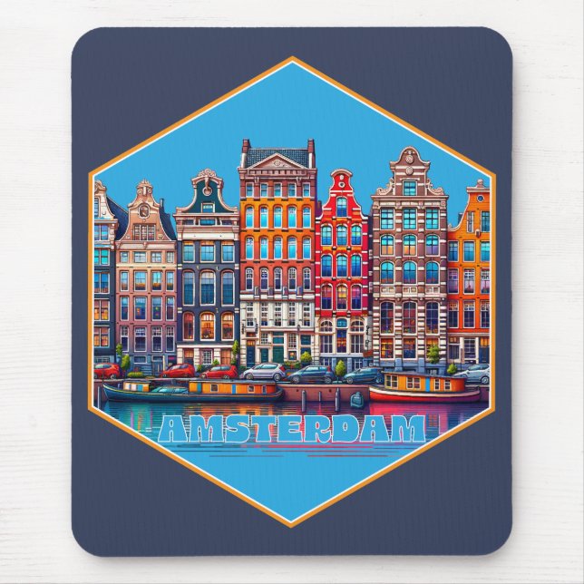 Mousepad Canal Amsterdam Países Baixos Europa (Frente)