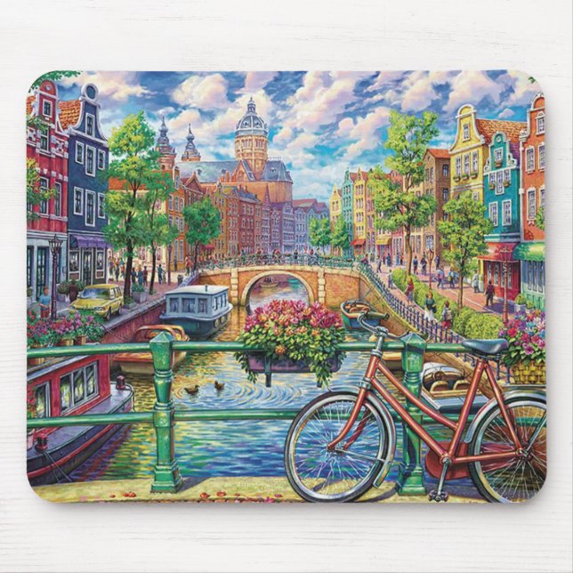 Mousepad Canal de Amsterdã de Belas Arte (Frente)