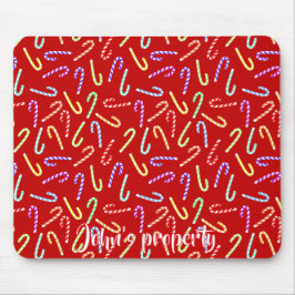 Mousepad Canas de doces coloridas personalizáveis em vermel