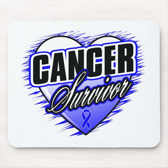 Mousepad Cancer Colon Sobrevivente de Fita Coração (Frente)