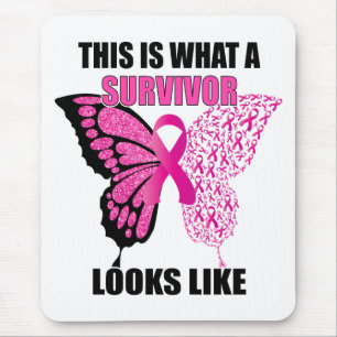 Mousepad Cancer de Borboleta Sobrevivente de Fita Rosa