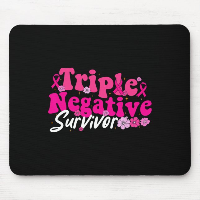 Mousepad Cancer de consciência tripla de sobreviventes nega (Frente)