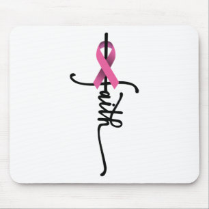 Mousepad Cancer de Fita Rosa de Fita com Sobrevivência Cruz