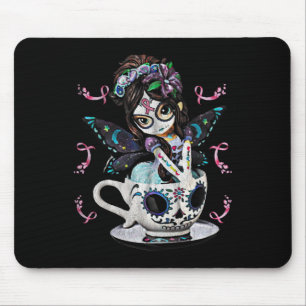Mousepad Cancer de Mama Menina Açúcar Caveira Figurino Hall
