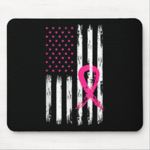 Mousepad Cancer de mama Sensibilização Vintage American Fla