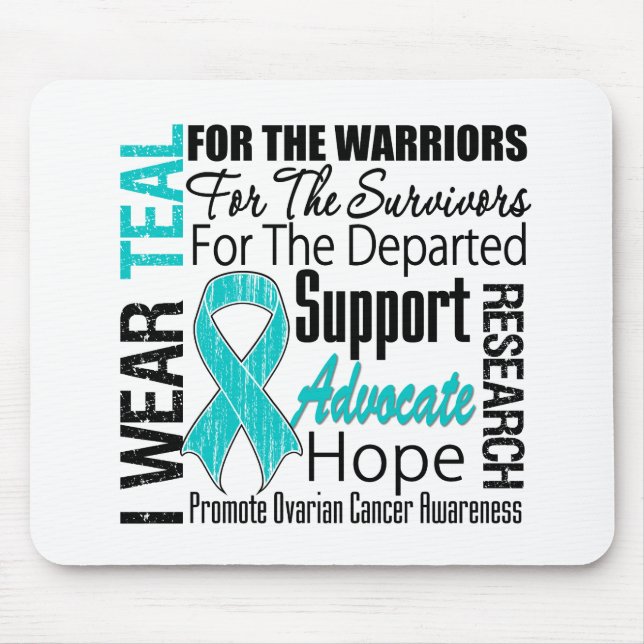 Mousepad Câncer de ovário I Vestir TRIBUTO DA Fita Teal (Frente)