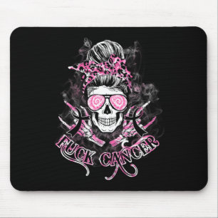 Mousepad Cancer Rótulo Caveira Mensagem Cancer Rosa Pão-Pia
