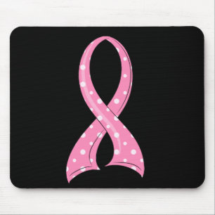 Mousepad Cancro da mama cor-de-rosa da fita das bolinhas