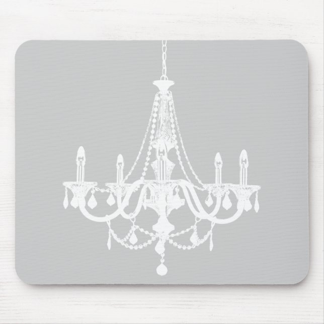 Mousepad Candelabro branco e cinzento chique (Frente)