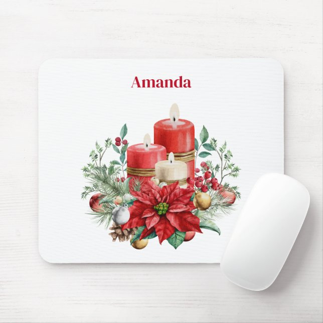 Mousepad Candle Centerole com Flor de Poinsettia (Com mouse)