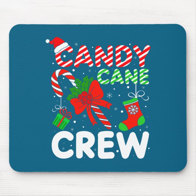 Mousepad Candy Cane Crew Christmas Funny Xmas Matching Fami (Frente)