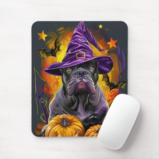 Mousepad Cane Corso Assustador de Caneveta de Halloween com (Com mouse)