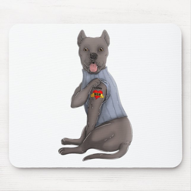 Mousepad Cane Corso Eu Amo Mamãe Tatuagem Camiseta de cão E (Frente)