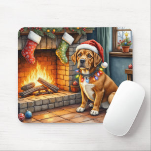Mousepad Cane Corso Lareira com Luzes de Natal