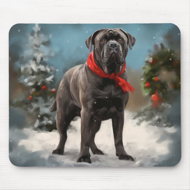 Mousepad Cane Corso no Natal da Neve (Frente)