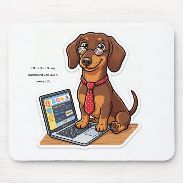 Mousepad Caneca Personalizada Funny Work Hard Dachshund (Frente)