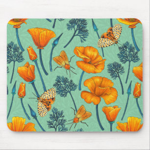 Mousepad Canecas da Califórnia e mariposas na jade