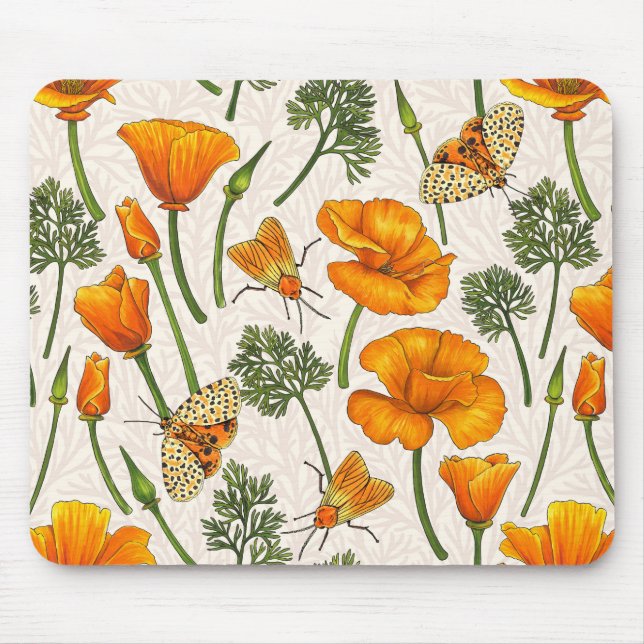Mousepad Canecas e mariposas da Califórnia em branco 2 (Frente)