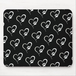 Mousepad Caneta de Cachorro Imprime com Coração em Preto
