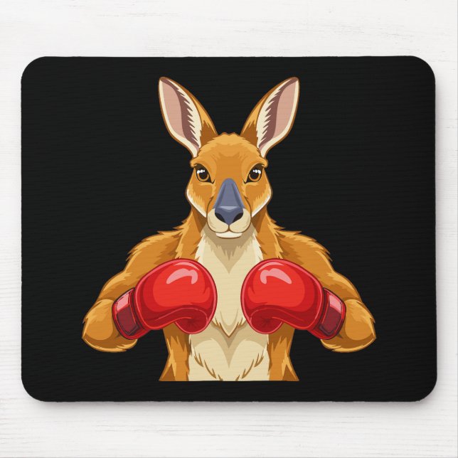 Mousepad Canguru animado com luvas de boxe vermelhas  (Frente)