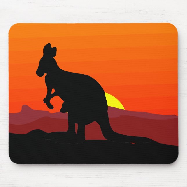 Mousepad Canguru australiano do interior no por do sol (Frente)