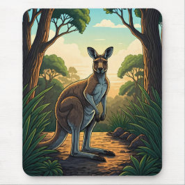 Mousepad Canguru em Floresta Iluminada pelo Sol