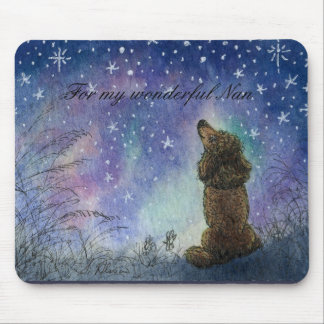 Mousepad Caniche que olha ao presente da rato-esteira das