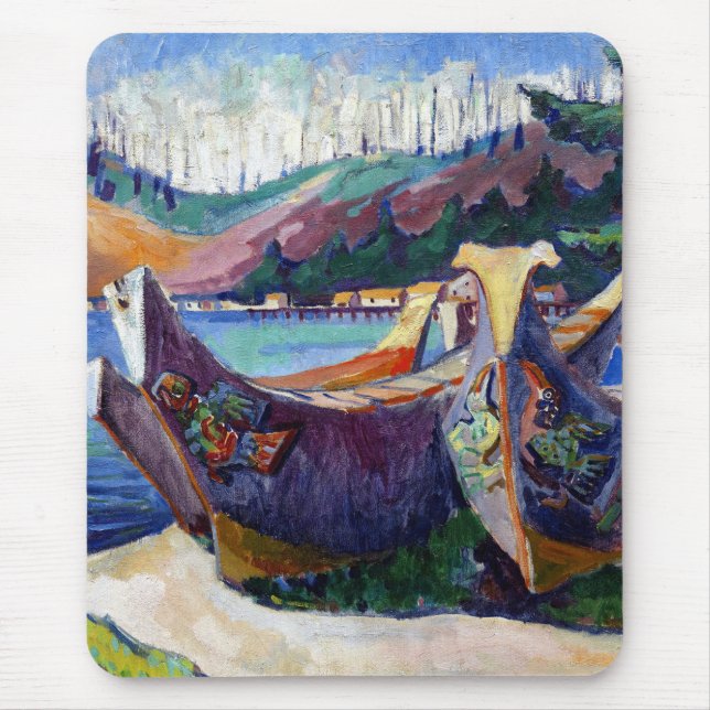 Mousepad Canoeiros da Guerra da Pintura da Emily Carr, cana (Frente)