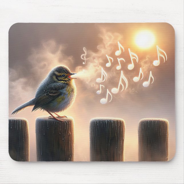 Mousepad Cantando De Pássaro À Luz Do Sol Da Manhã (Frente)