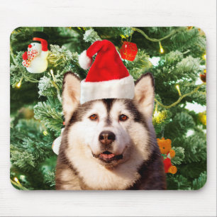 Mousepad Canteiro de Árvores de Natal Siberian Husky Snowma