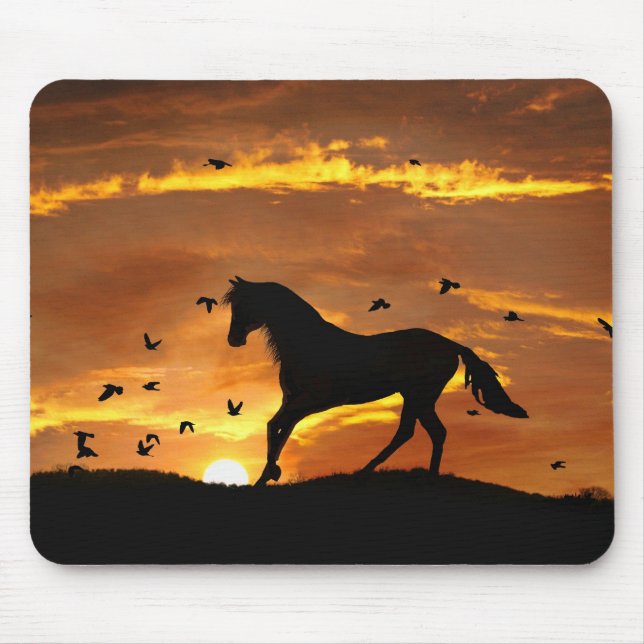 Mousepad Canterna Cavalo e Aves ao Sol (Frente)