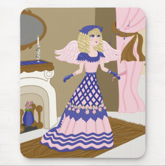 Mousepad Cantor de Azul Anjo Vitoriano e Rosa, por Lareira