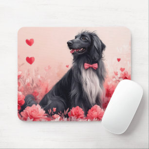 Mousepad Cão Afegão com Rosas - Dia dos Namorados 