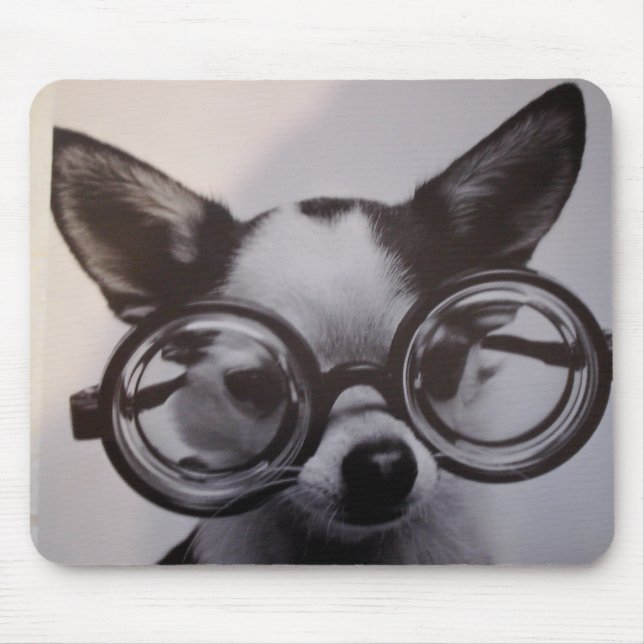 Mousepad Cão bonito com vidros (Frente)