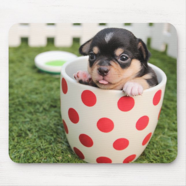Mousepad Cão bonito na caneca para miúdos (Frente)