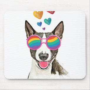 Mousepad Cão Bull Terrier com Corações Dia dos Namorados