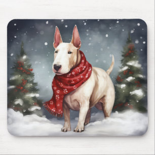 Mousepad Cão Bull Terrier na Neve Natal 