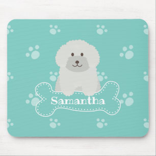 Mousepad Cão Cachorro Pupado Cachorro Branco Fluffy Monogr