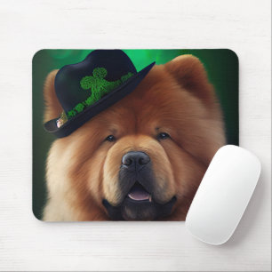 Mousepad Cão Chow Chow vestido para o Dia de São Patrício