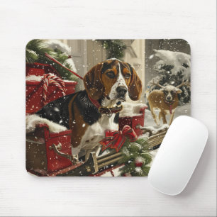 Mousepad Cão Coonhound Walker Arborizado Natal Festivo