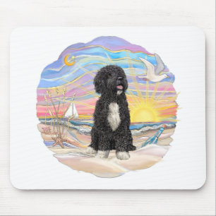 Mousepad Cão-d'água Oceano Sunrise-Português (bw5)