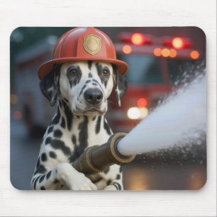 Mousepad Cão Dalmata Com uma Mangueira de Incêndio