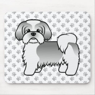 Mousepad Cão De Cartoon De Silver E White Shih Tzu Cute