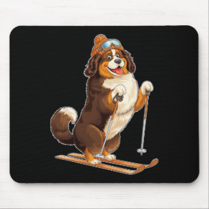 Mousepad Cão de Cartoon Divertido Desfrutando do Esqui